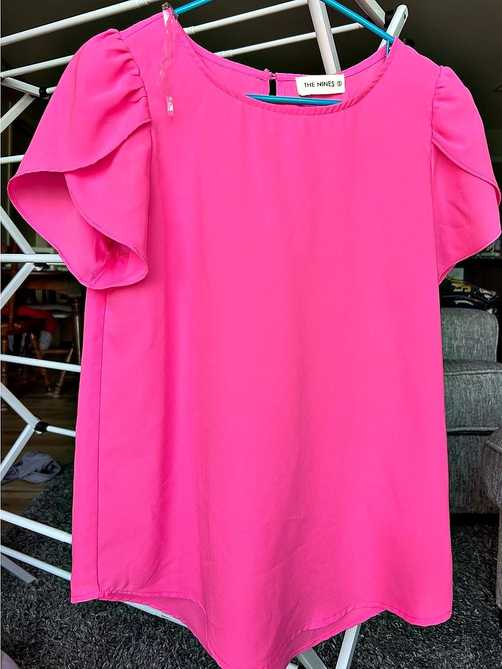The Nines Ruffle Sleeve Blouse in Pink Like New